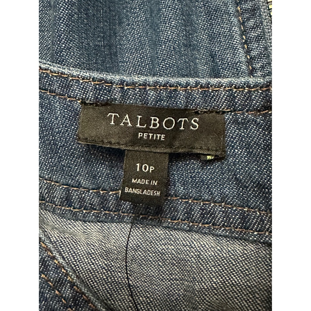 Talbots Denim Lace Up Shift Dress Blue Cotton Sleeveless Size 10P NEW - Picture 4 of 8